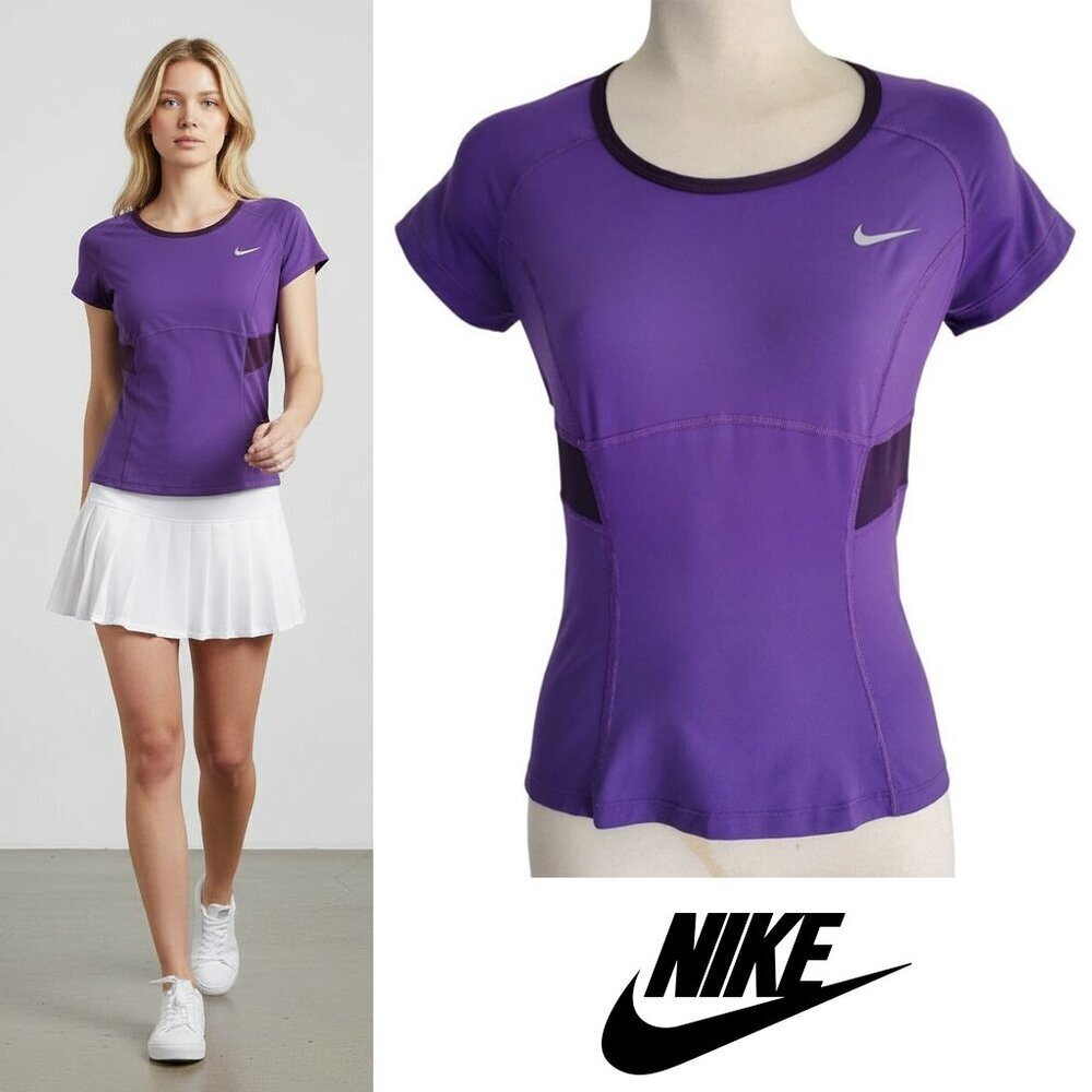 Nike Tennis Dri-Fit T-shirt with Ventilated Panels Purple Pickleball Golf Size S